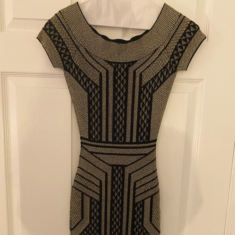 BCBG MaxAzria Black and Gold Dress Size XS